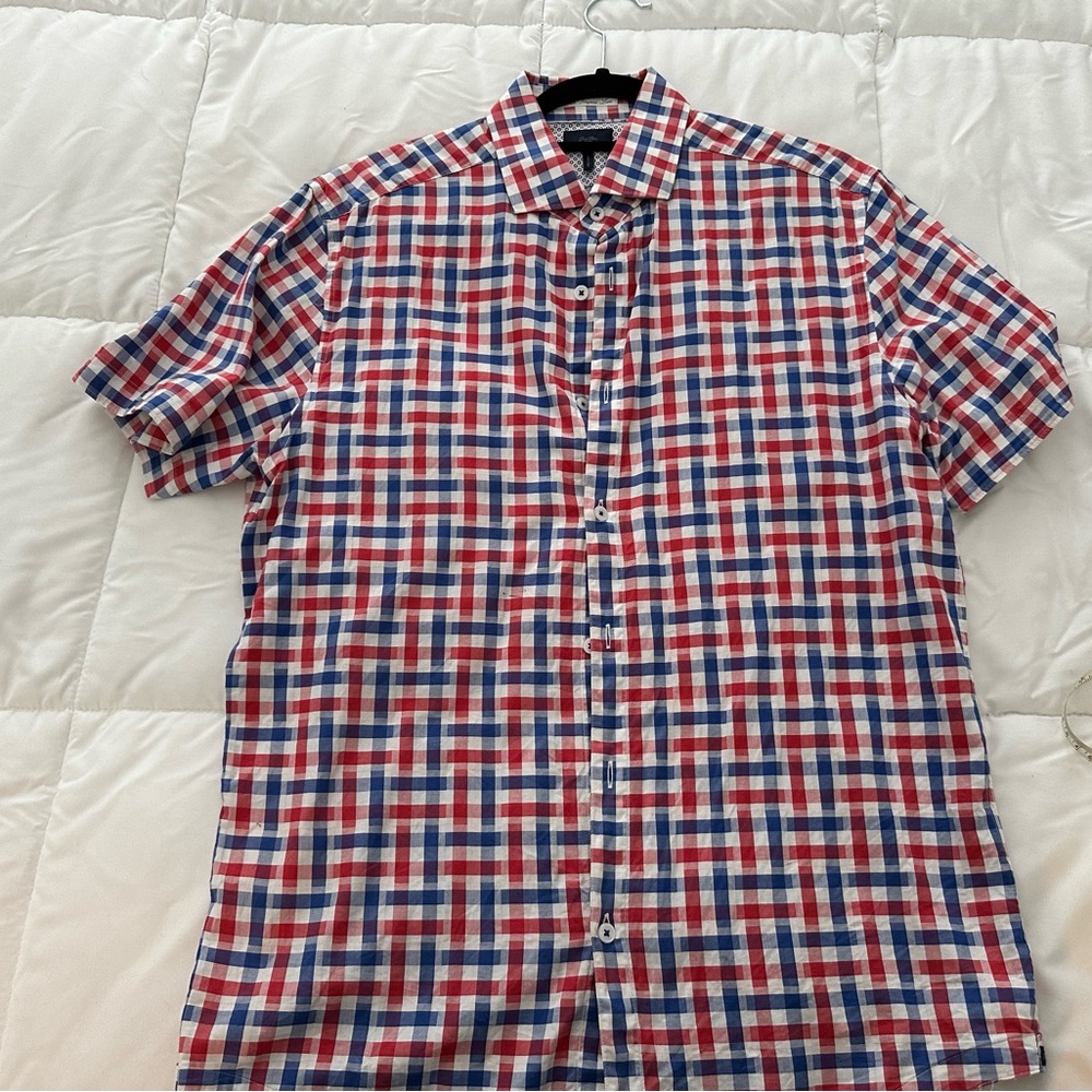 Good Man brand multicolored spread collar shirt